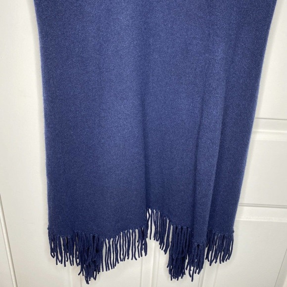 100% Cashmere Sleeveless Open Cardigan Sweater Large Navy Blue Minnie Rose - Picture 9 of 11